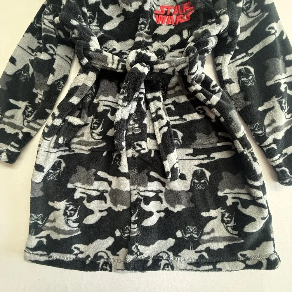 GAP Star Wars Kids Robe Darth Vader Hooded Fleece Belt Sz 8‎ Gray